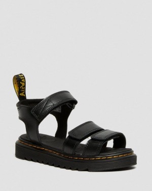 Dr Doc Martens Junior Klaire Cuero Correa Sandals (T Lamper) Negros | RV98-F8DY