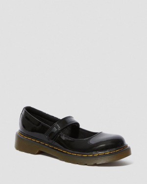 Dr Doc Martens Junior Maccy Charol Cuero Mary Jane Shoes (Charol Cuero) Negros | NM73-K7KU