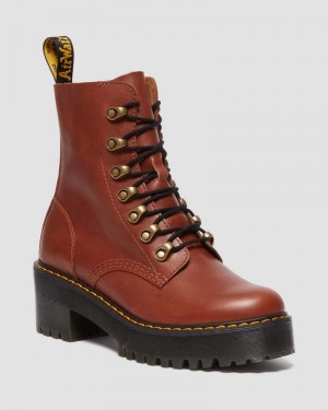 Dr Doc Martens Leona - Farrier Cuero Tacón Boots (Farrier) Tan | HR06-V7BG