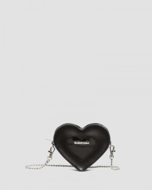 Dr Doc Martens Mini Heart Shaped Kiev & Charol Cuero Bag (Kiev+Charol Lamper) Negros | QF66-V7DQ