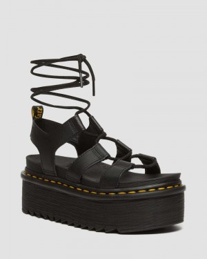 Dr Doc Martens Nartilla Athena Cuero Gladiator Plataforma Sandals (Athena) Negros | UY20-E3WM