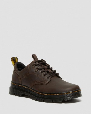 Dr Doc Martens Reeder Crazy Horse Cuero Utility Shoes (Crazy Horse) Marrom Oscuro | MZ47-L7DL