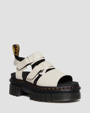 Dr Doc Martens Ricki Nappa Lux Cuero 3-Correa Plataforma Sandals (Nappa Lux) Grises | UB97-I4DT