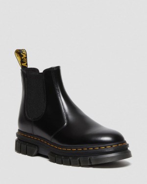 Dr Doc Martens Rikard Polished Smooth Cuero Chelsea Boots (Polished Smooth) Negros | WP20-S0CR