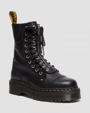 Dr Doc Martens Sinclair Hi Milled Nappa Cuero Plataforma Boots (Milled Nappa) Negros | JG79-S8IX