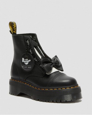 Dr Doc Martens Sinclair Lazy Oaf Cuero Plataforma Boots (Pisa) Negros | LE64-X1SO