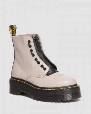 Dr Doc Martens Sinclair Milled Nappa Cuero Plataforma Boots (Milled Nappa) Vintage Taupe | CL72-B0PJ