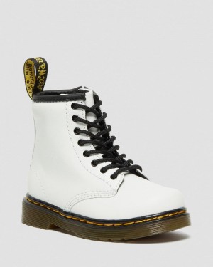 Dr Doc Martens Toddler 1460 Cuero Encaje Up Boots (Romario) Blancos | EN01-Y9MB