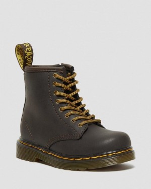 Dr Doc Martens Toddler 1460 Wildhorse Cuero Encaje Up Boots (Wildhorse Lamper) Marrom Oscuro | FY35-D4PR