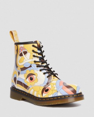 Dr Doc Martens Vegan 1460 Retro Kemble Encaje Up Boots (Kemble) Beige | XW44-M7IQ