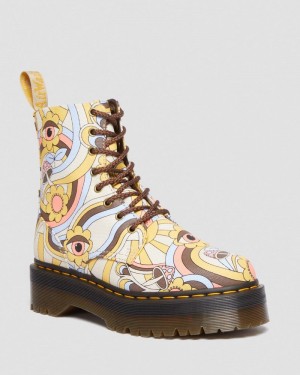 Dr Doc Martens Vegan Jadon Boot Retro Lona Platforms (Lona) Retro Ray | FK46-E1JN