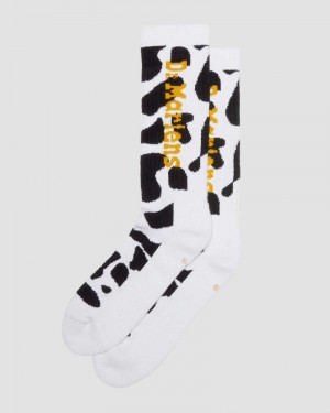 Dr Doc Martens Vertical Logo Cow Print Algodon Blend Socks (Algodon Blend) Black+White | YP61-K5LD