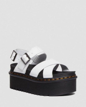 Dr Doc Martens Voss II Athena Cuero Correa Plataforma Sandals (Athena) Blancos | MO22-Z2HB