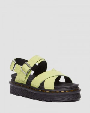 Dr Doc Martens Voss II Distressed Charol Cuero Sandals (Distressed Charol) Verdes | CJ29-V5GT