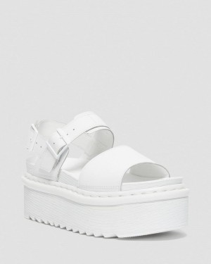 Dr Doc Martens Voss Mono Cuero Plataforma Correa Sandals (Hydro Cuero) Blancos | MF35-U2NK