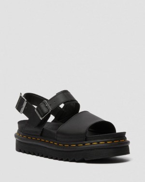 Dr Doc Martens Voss - Cuero Correa Sandals (Hydro Cuero) Negros Negros | HD38-U9PW