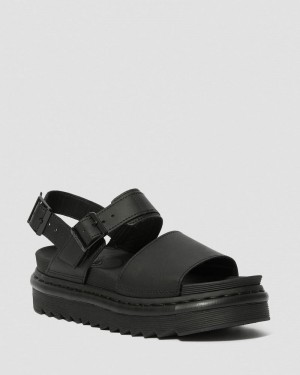 Dr Doc Martens Voss - Cuero Correa Sandals (Hydro Cuero) Negros | DU27-H4AX