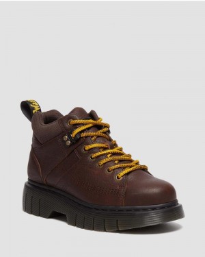 Dr Doc Martens Woodard Grizzly Cuero Low Casuales Boots (Grizzly) Marrom Oscuro | VF28-W9KH