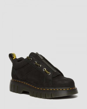 Dr Doc Martens Woodard Tumbled Nubuck Cuero Low Casuales Boots (Titan) Negros | CN89-Z1JC