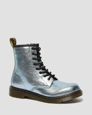 Dr Doc Martens Youth 1460 Crinkle Metallic Encaje Up Boots (Disco Crinkle) Teal | EY50-Y2RT