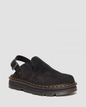 Dr Doc Martens Zebzag Gamuza Casuales Destalonadas Plataforma Mules (E.H.Gamuza) Negros | DP86-K6RC