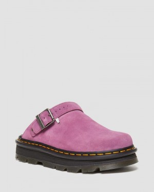 Dr Doc Martens Zebzag Gamuza Casuales Destalonadas Plataforma Mules (E.H.Gamuza) Morados | KH67-T3FD