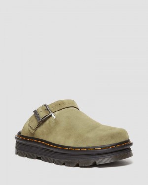 Dr Doc Martens Zebzag Gamuza Casuales Destalonadas Plataforma Mules (E.H.Gamuza) Verde Oliva | RV01-O5BO