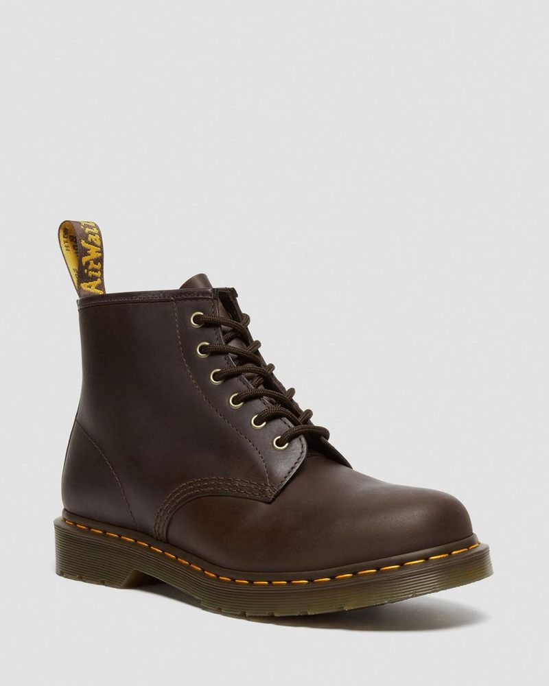 Dr Doc Martens 101 Crazy Horse Cuero Ankle Boots (Crazy Horse) Marrom Oscuro | CB17-I3DZ