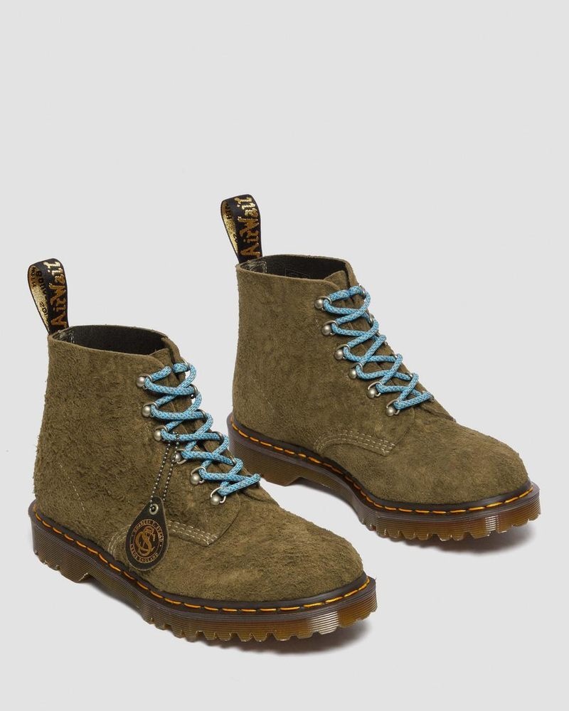 Dr Doc Martens 101 Made in England Hardware Gamuza Ankle Boots Verde Oliva | WE49-C5KM