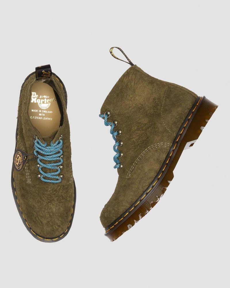 Dr Doc Martens 101 Made in England Hardware Gamuza Ankle Boots Verde Oliva | WE49-C5KM