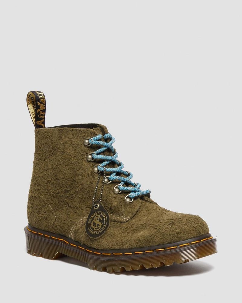 Dr Doc Martens 101 Made in England Hardware Gamuza Ankle Boots Verde Oliva | WE49-C5KM