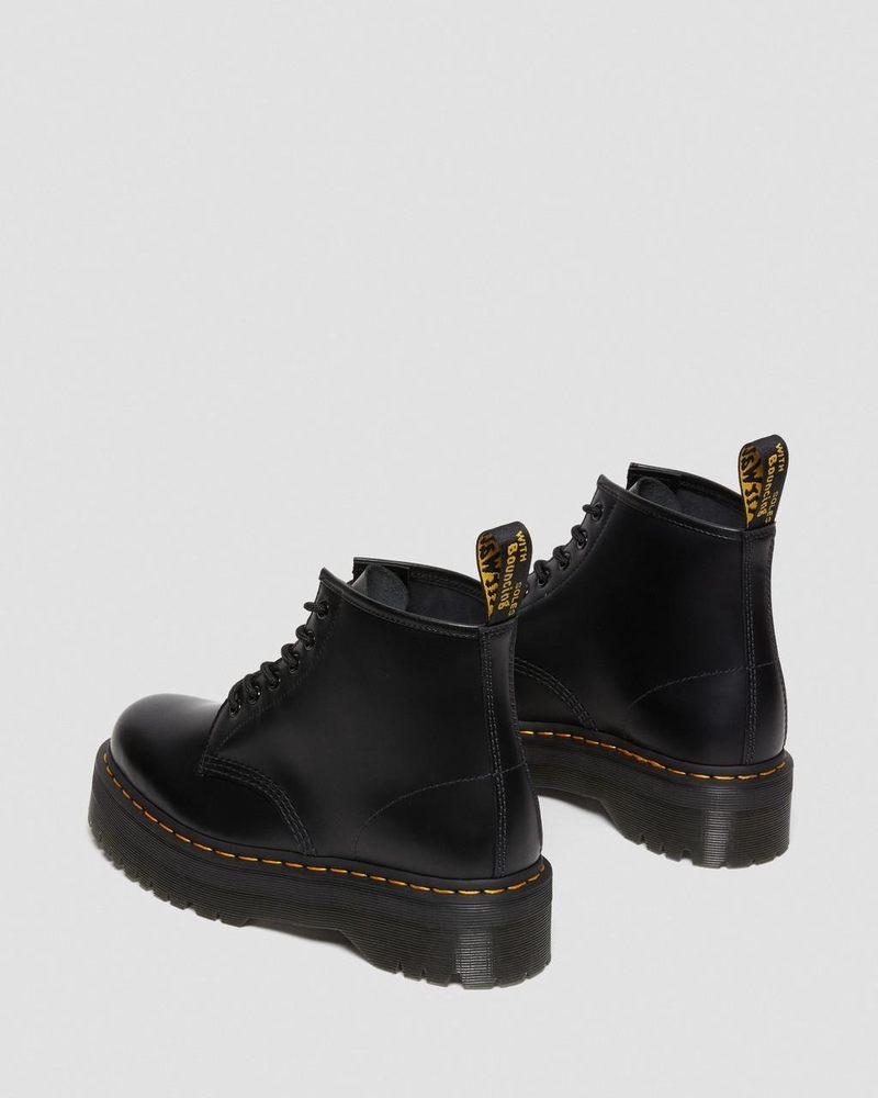 Dr Doc Martens 101 Smooth Cuero Plataforma Ankle Boots (Smooth Cuero) Negros | UT03-J3GO