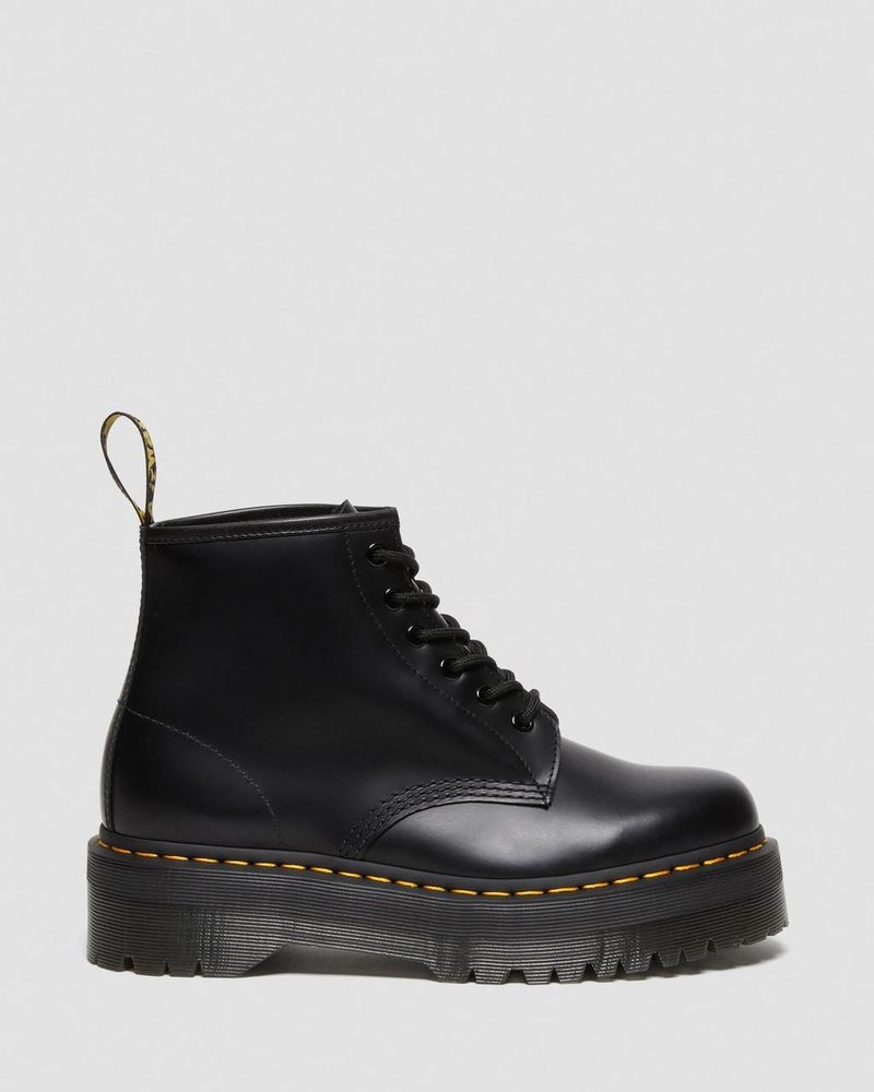 Dr Doc Martens 101 Smooth Cuero Plataforma Ankle Boots (Smooth Cuero) Negros | UT03-J3GO