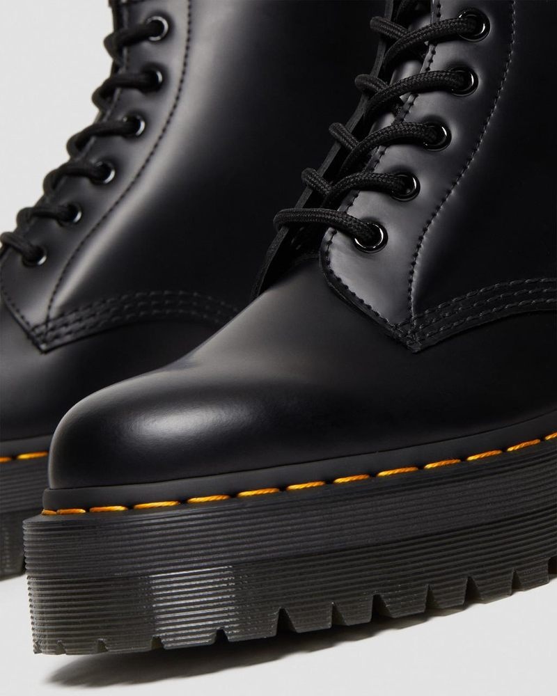 Dr Doc Martens 101 Smooth Cuero Plataforma Ankle Boots (Smooth Cuero) Negros | UT03-J3GO