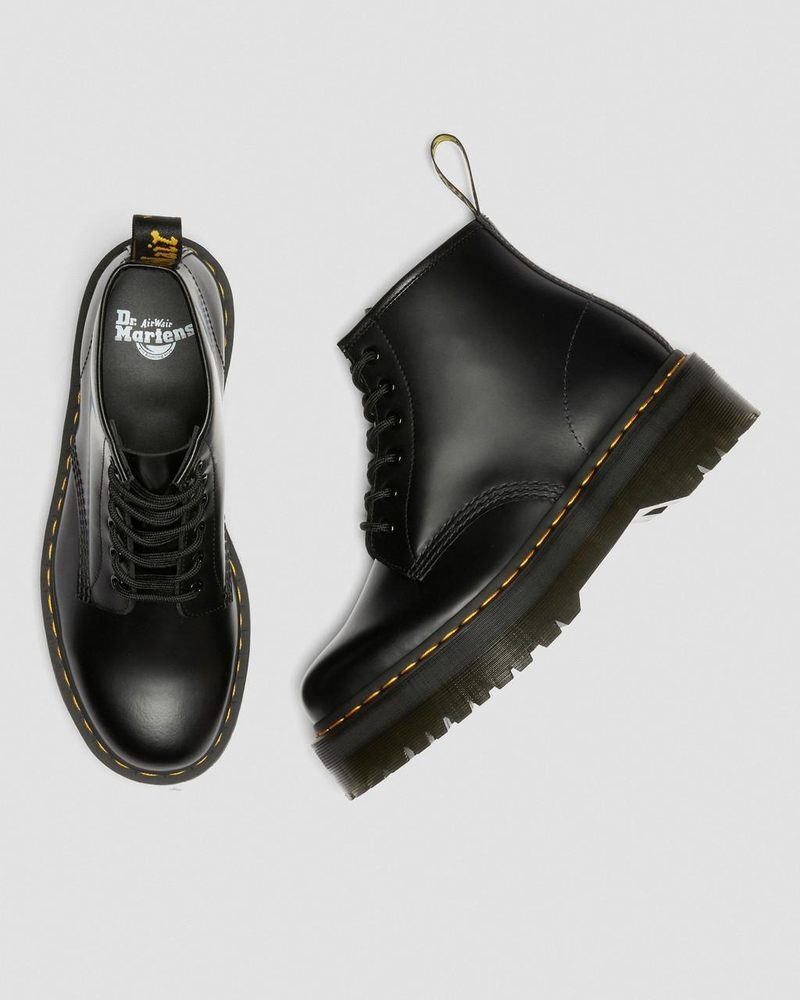 Dr Doc Martens 101 Smooth Cuero Plataforma Ankle Boots (Smooth Cuero) Negros | UT03-J3GO