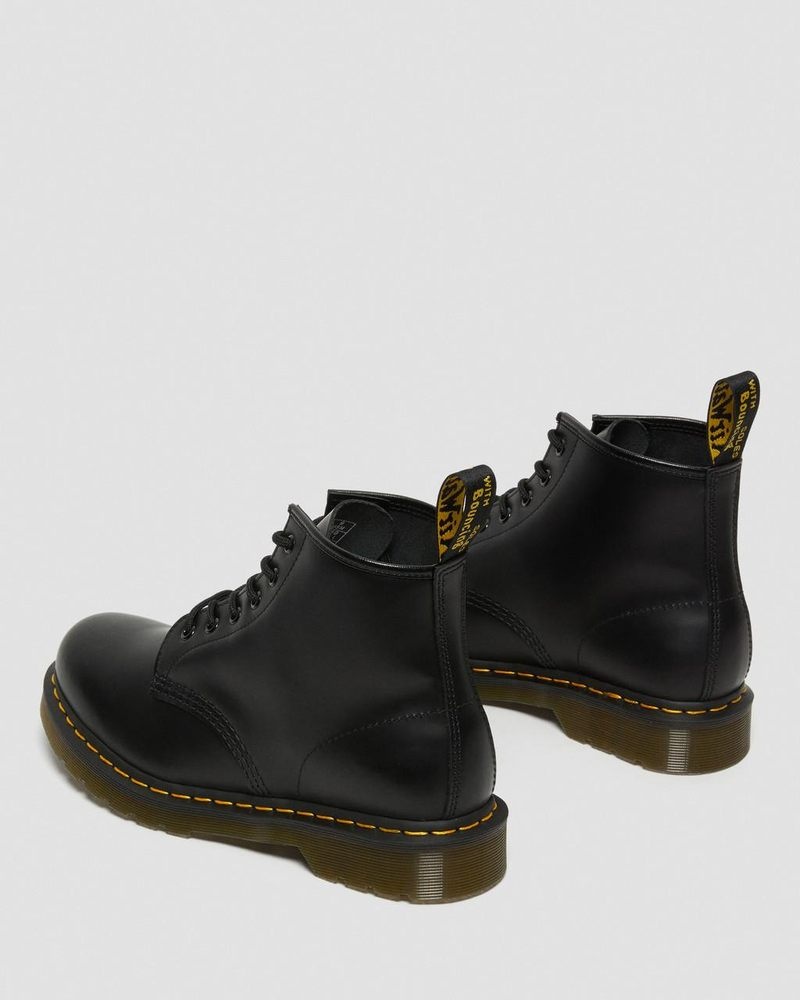 Dr Doc Martens 101 Yellow Stitch Smooth Cuero Ankle Boots (Smooth Cuero) Negros | LU59-K6BZ