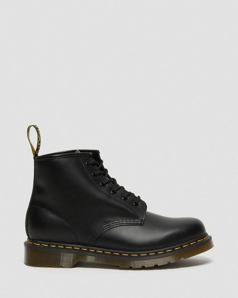 Dr Doc Martens 101 Yellow Stitch Smooth Cuero Ankle Boots (Smooth Cuero) Negros | LU59-K6BZ