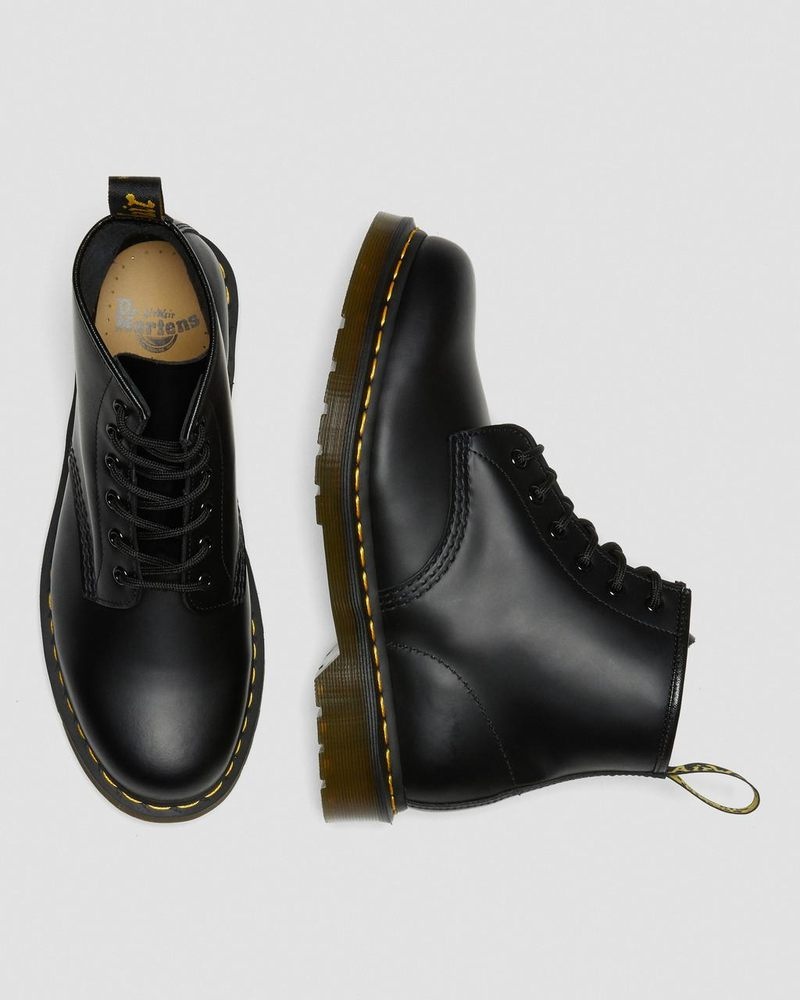 Dr Doc Martens 101 Yellow Stitch Smooth Cuero Ankle Boots (Smooth Cuero) Negros | LU59-K6BZ