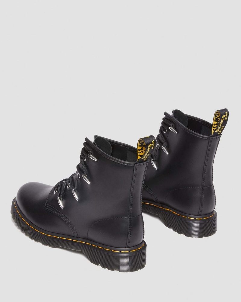 Dr Doc Martens 1460 Alien Hardware Cuero Encaje Up Boots (Danuibo) Negros | SV14-Y7KD