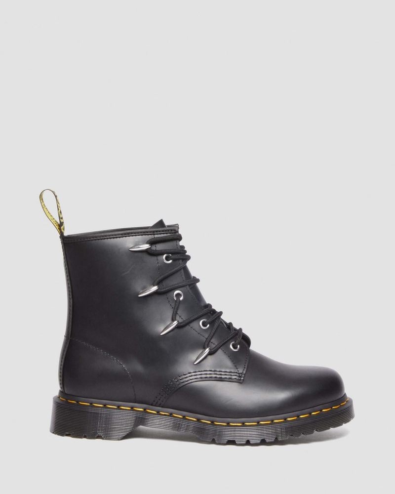 Dr Doc Martens 1460 Alien Hardware Cuero Encaje Up Boots (Danuibo) Negros | SV14-Y7KD