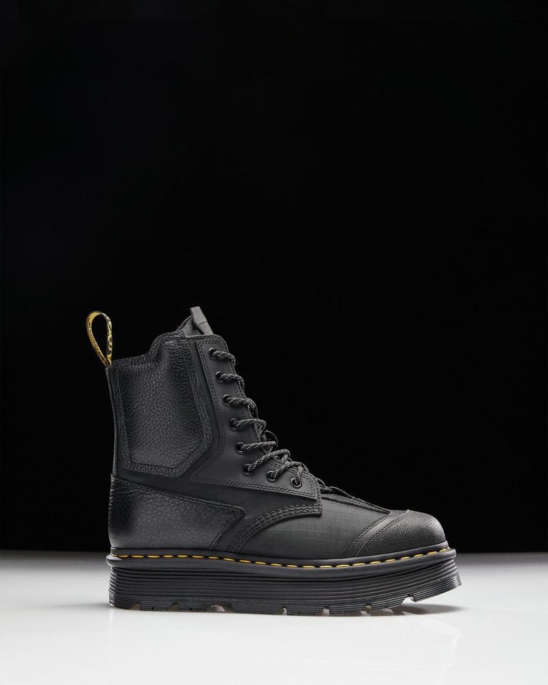 Dr Doc Martens 1460 Beta Zebzag Plataforma Boots (Lunar+Sorento+Hub Ripstop) Negros | YN47-U3OA