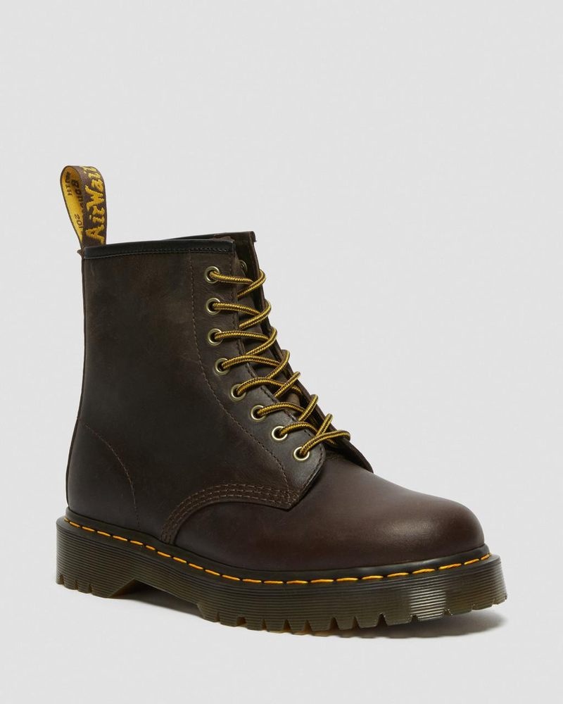 Dr Doc Martens 1460 Bex Crazy Horse Cuero Encaje Up Boots (Crazy Horse) Marrom Oscuro | IV38-E2LZ