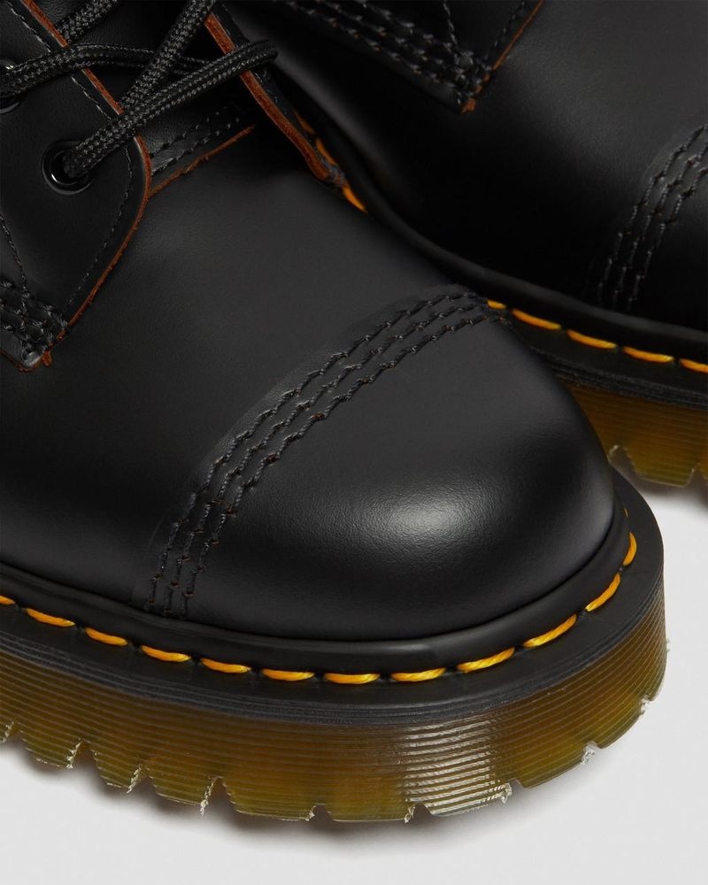 Dr Doc Martens 1460 Bex Made in England Puntera Cap Encaje Up Boots (Quilon) Negros | DX94-Y8AL