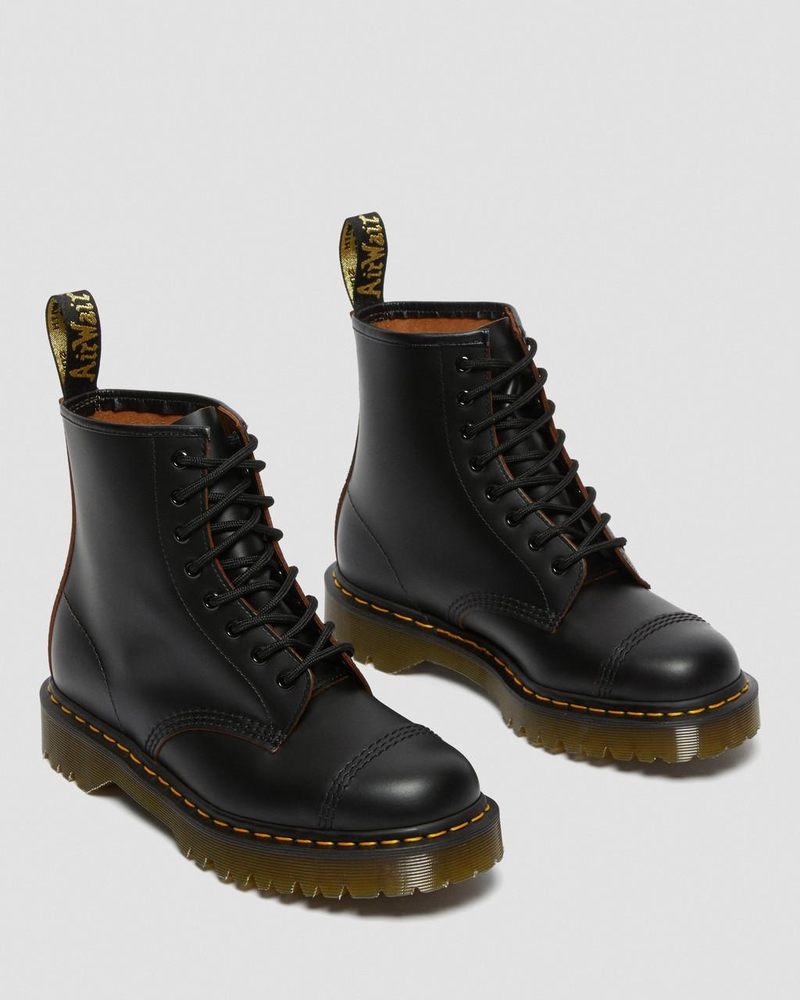 Dr Doc Martens 1460 Bex Made in England Puntera Cap Encaje Up Boots (Quilon) Negros | DX94-Y8AL