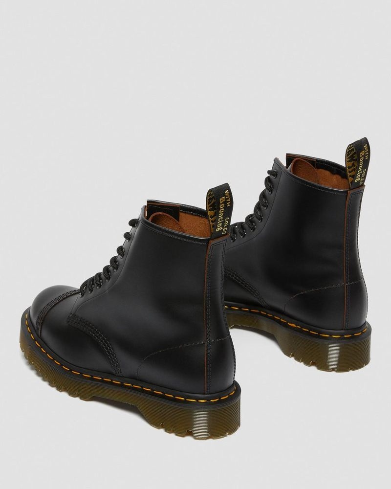 Dr Doc Martens 1460 Bex Made in England Puntera Cap Encaje Up Boots (Quilon) Negros | DX94-Y8AL