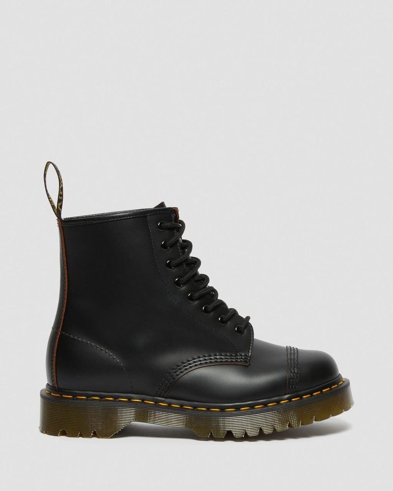 Dr Doc Martens 1460 Bex Made in England Puntera Cap Encaje Up Boots (Quilon) Negros | DX94-Y8AL