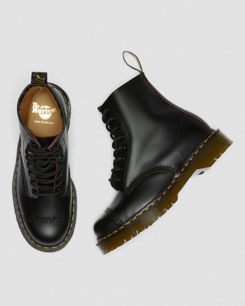 Dr Doc Martens 1460 Bex Made in England Puntera Cap Encaje Up Boots (Quilon) Negros | DX94-Y8AL