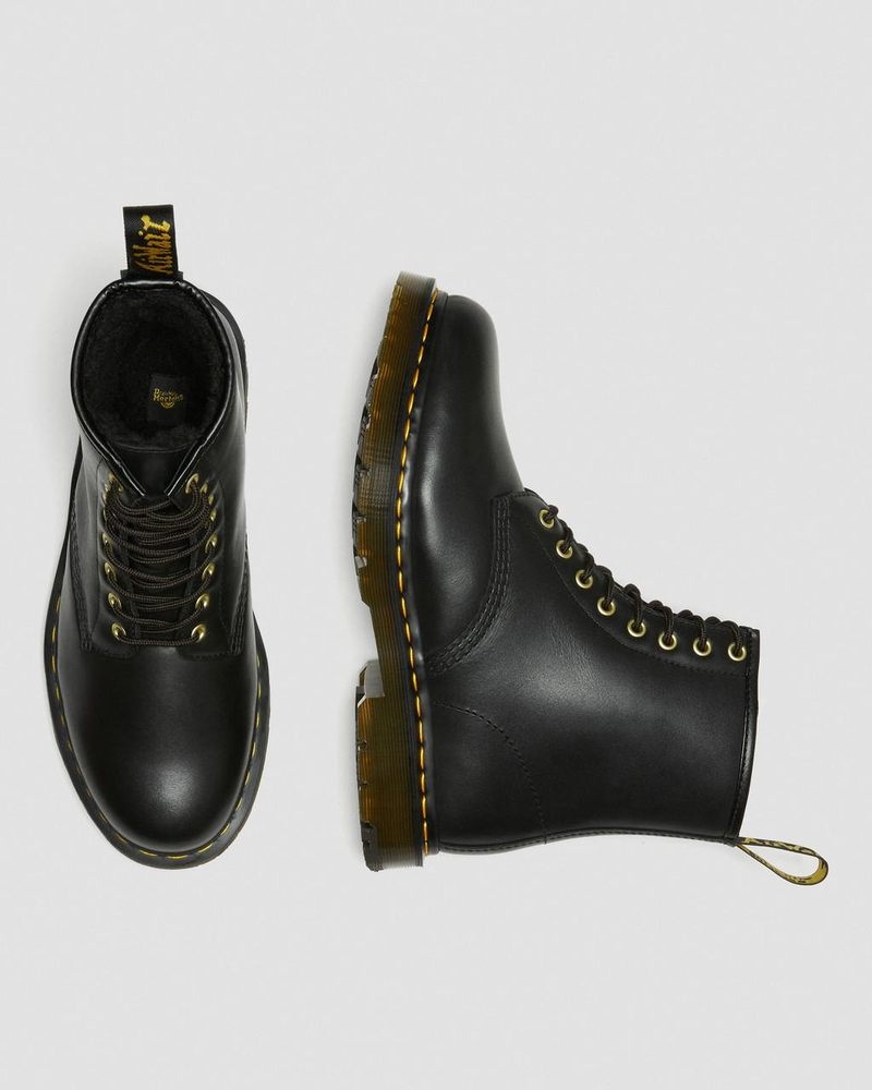 Dr Doc Martens 1460 DM's Wintergrip Cuero Encaje Up Boots (Blizzard Wp) Negros | NP43-V4RK