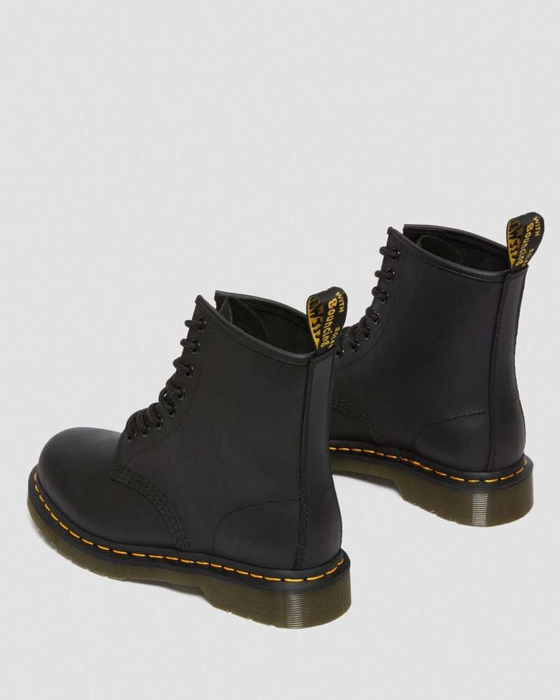 Dr Doc Martens 1460 Greasy Cuero Encaje Up Boots (Greasy) Negros | WB43-I1WO