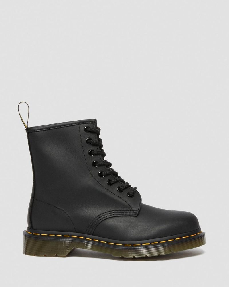 Dr Doc Martens 1460 Greasy Cuero Encaje Up Boots (Greasy) Negros | WB43-I1WO